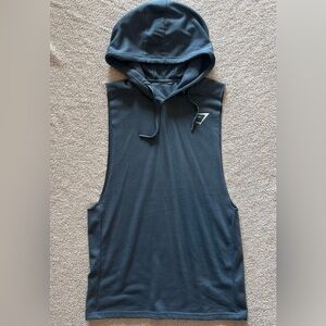 Gymshark - Sleeveless hoodie. Grayish/Blue. Size Medium